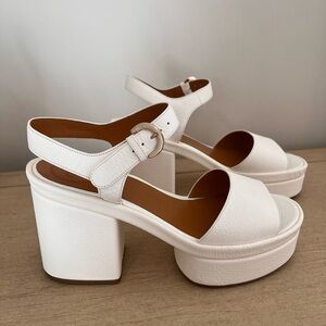 Chloe Odina Chunky Cream Leather Sandal